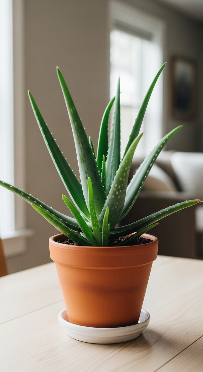 a aloe vera plant brightening up a home interior