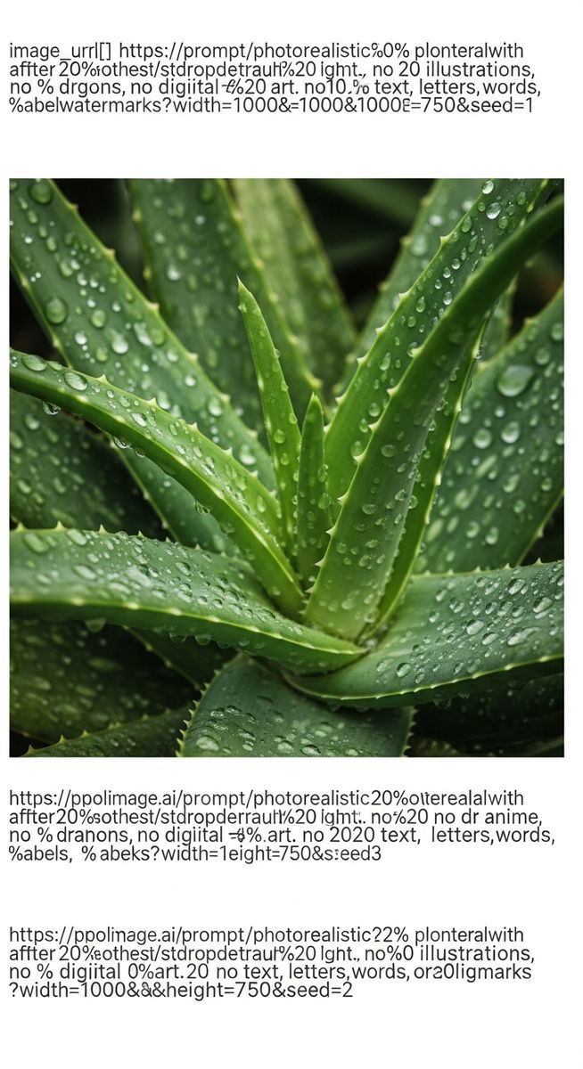 a aloe vera plant with water droplets on the leaves after watering