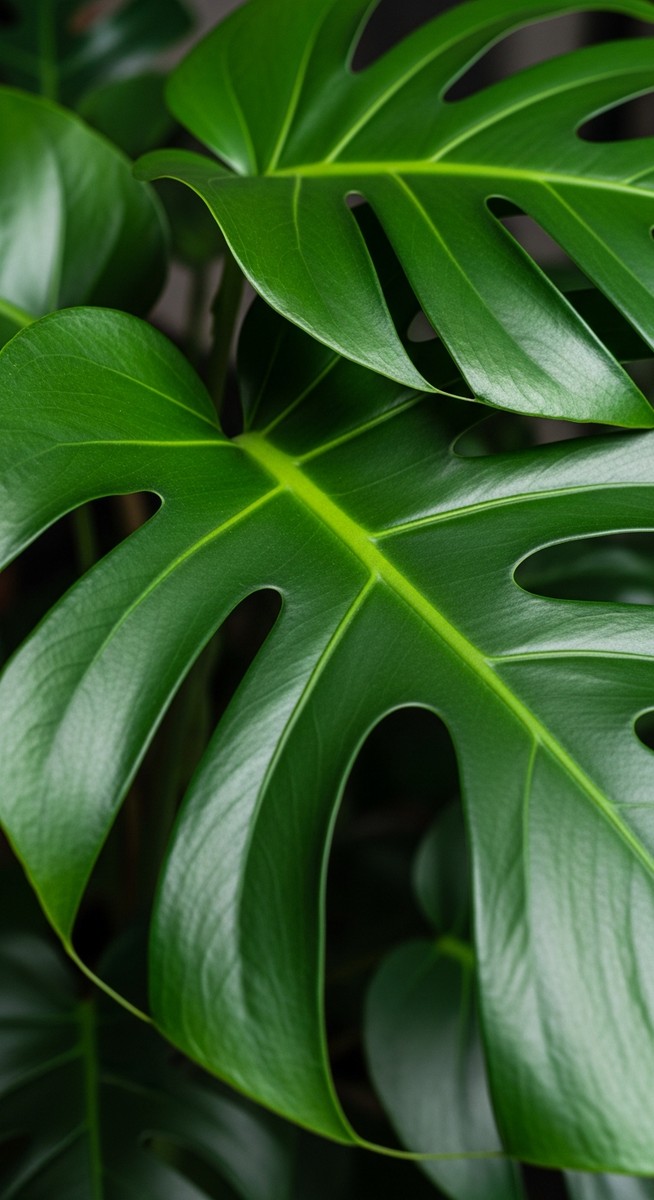 close-up of healthy monstera leaves showing vivid colour and texture, for best pot monstera