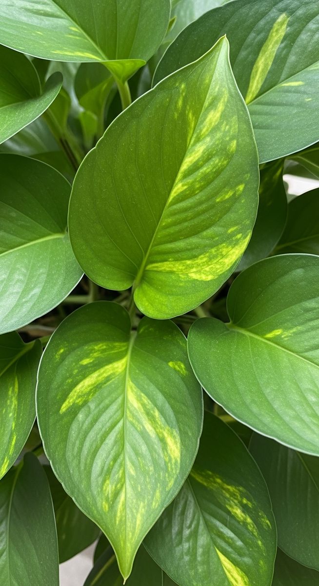 close-up of healthy pothos leaves showing vivid colour and texture, for best pot pothos