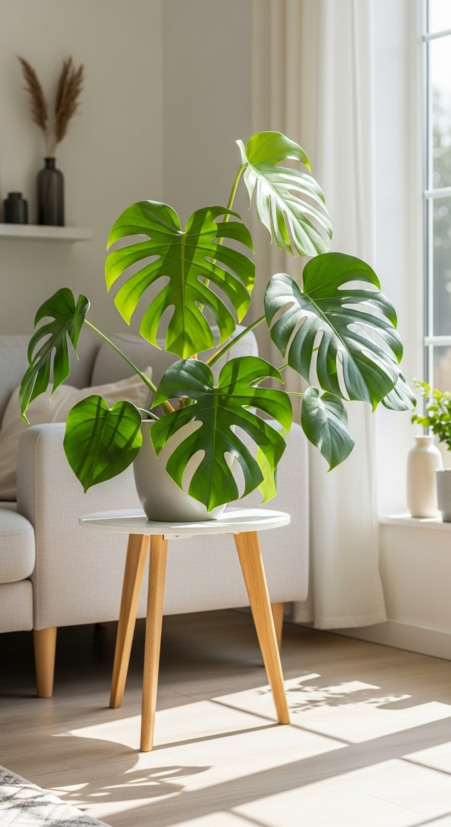 A healthy tropical houseplant such as a pothos or monstera in a bright home inte, for best rooting hormone