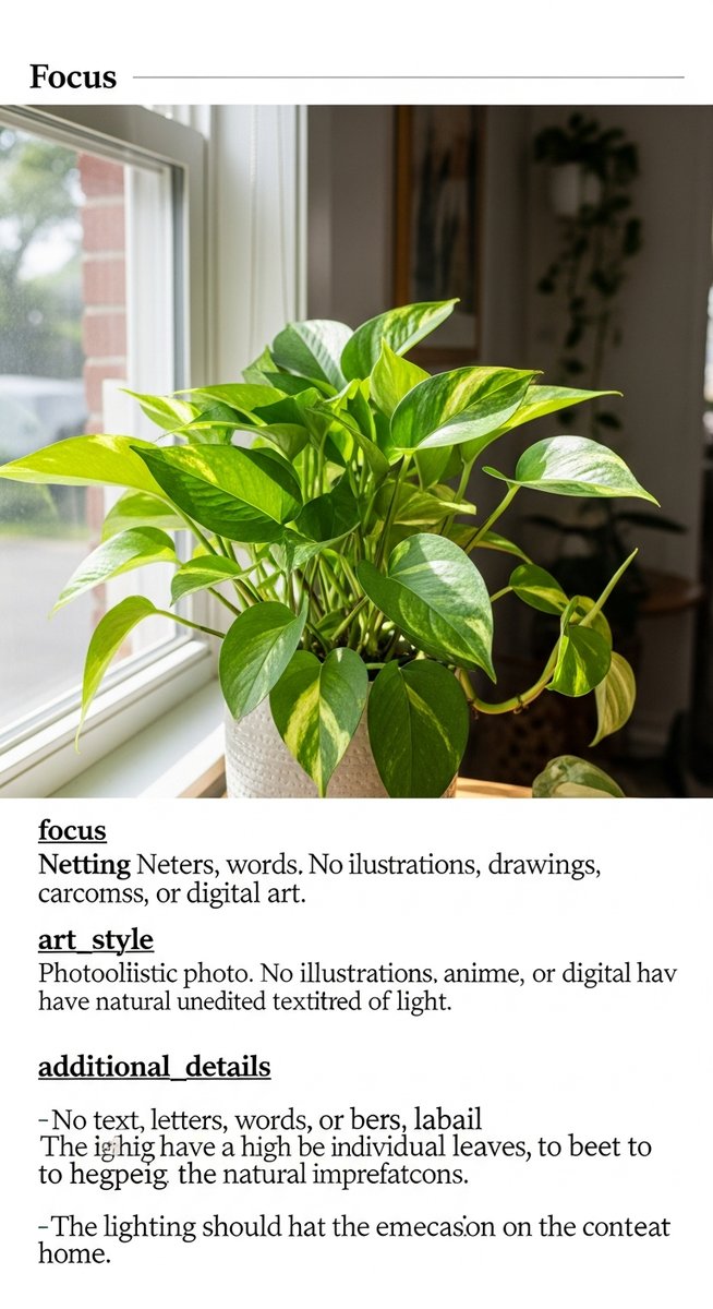 A healthy tropical houseplant such as a pothos or monstera in a bright home inte