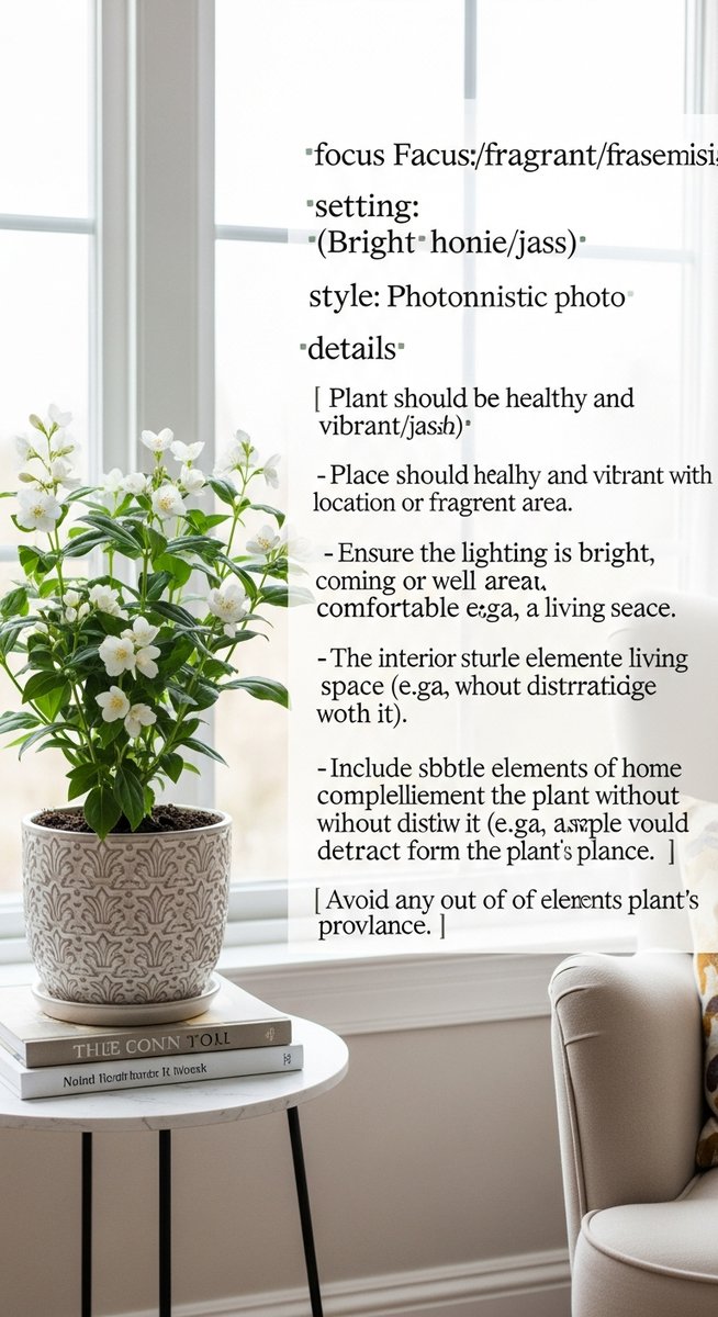 A flowering or fragrant houseplant such as a gardenia or jasmine in a bright hom