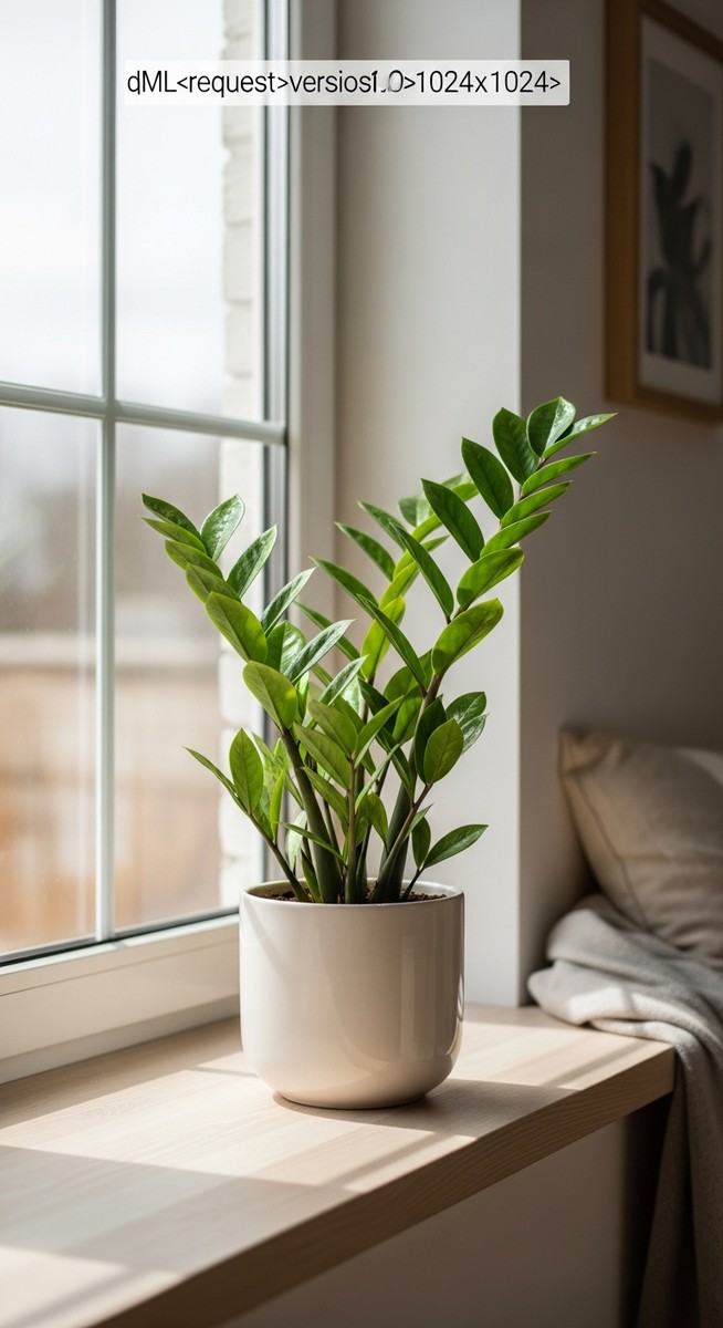 a zz plant plant in a pot near a bright window