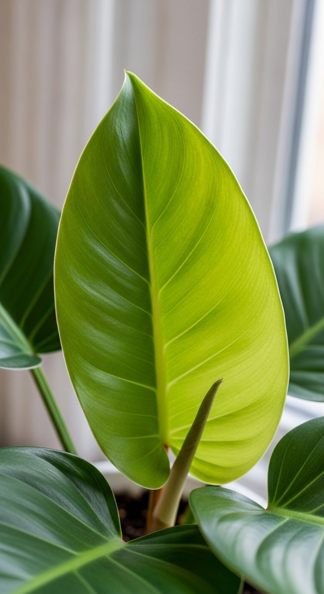 close-up of healthy philodendron leaves showing vivid colour and texture, for bloody mary philodendron