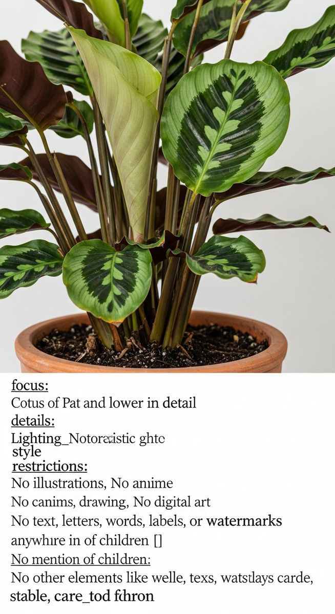 close-up of the base and lower leaves of a calathea plant, for calathea dottie