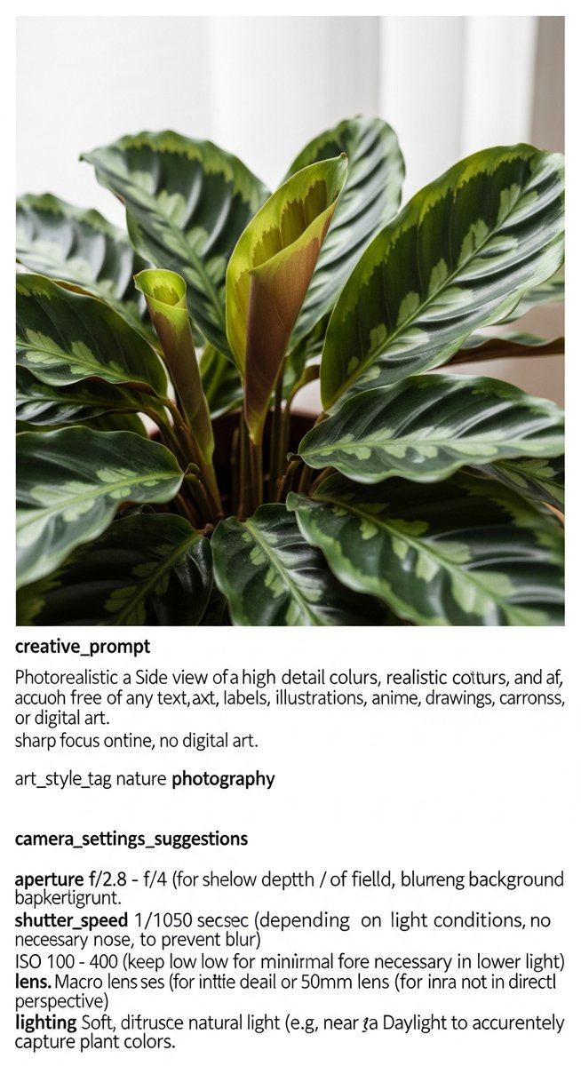 side view of a calathea plant showing leaves curling upward