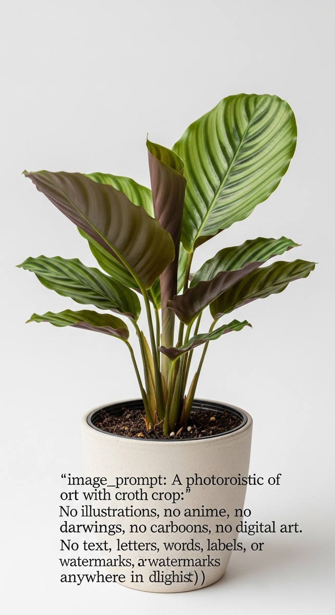 A calathea plant in a pot with its leaves in their closed or partially closed po, for calathea leaves not opening