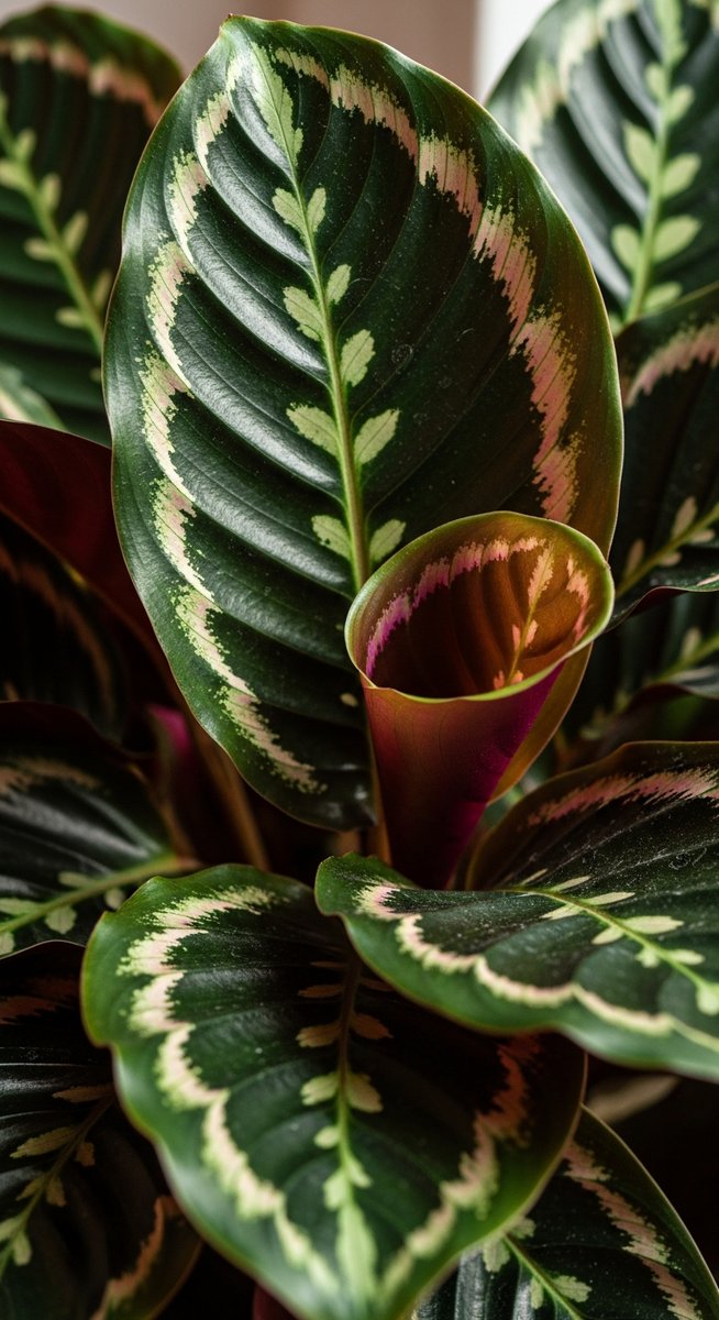 close-up of healthy calathea leaves showing vivid colour and texture, for calathea medallion