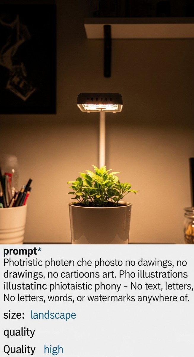 a grow light positioned above a led led plant on a shelf