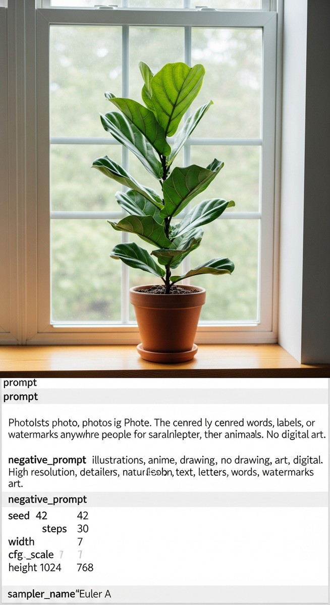 a fiddle leaf fig plant on a windowsill with noticeably curling leaves