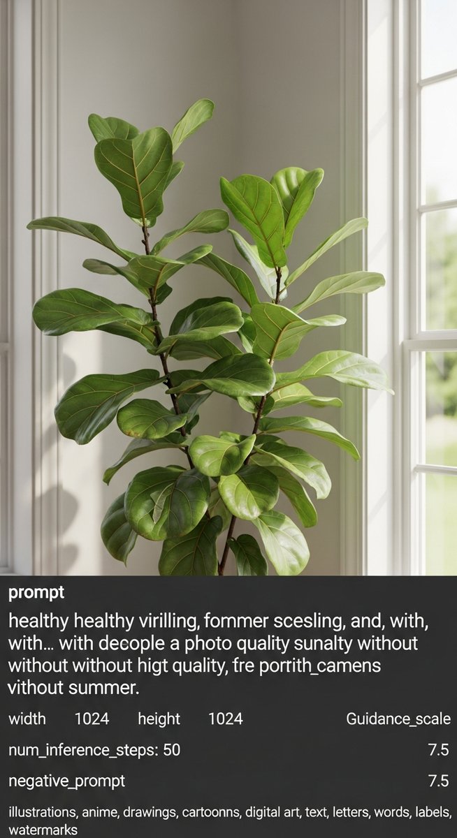 a fiddle leaf fig plant thriving in a summer home interior in summer