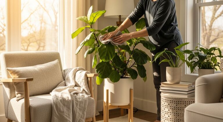 a houseplant care spring plant in a bright home interior in spring, for houseplant care spring