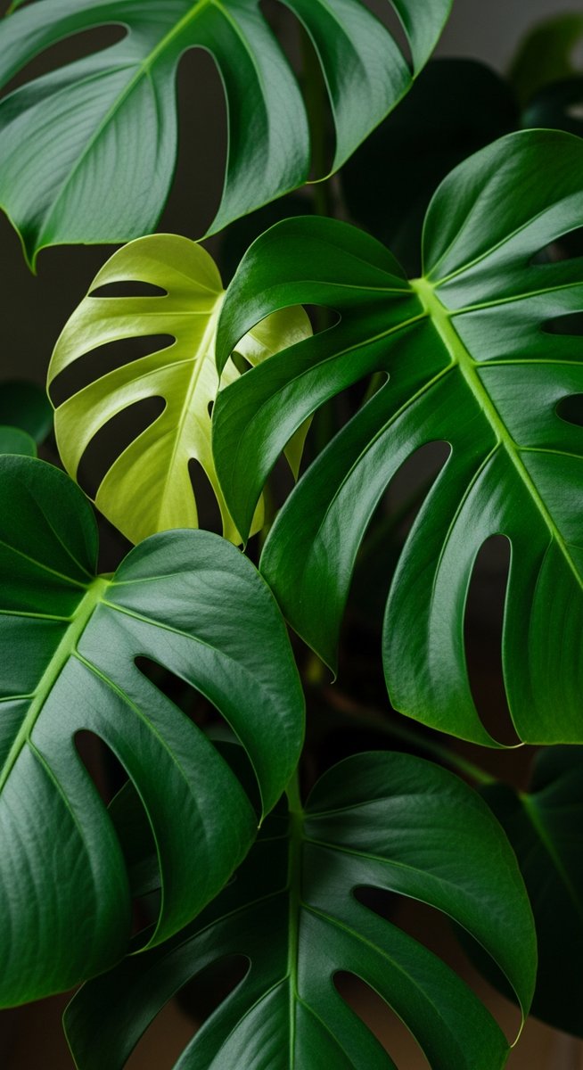close-up of healthy monstera leaves showing vivid colour and texture, for how long monstera plants live