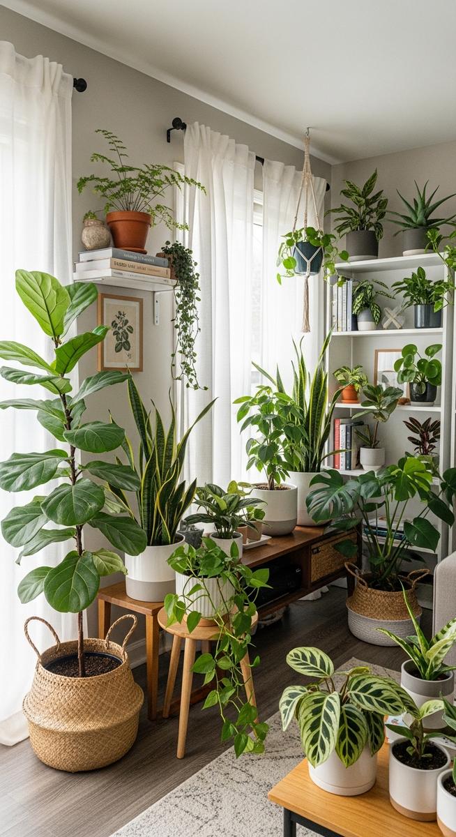 houseplants used as decorative elements throughout a home interior, for how to start indoor herb garden