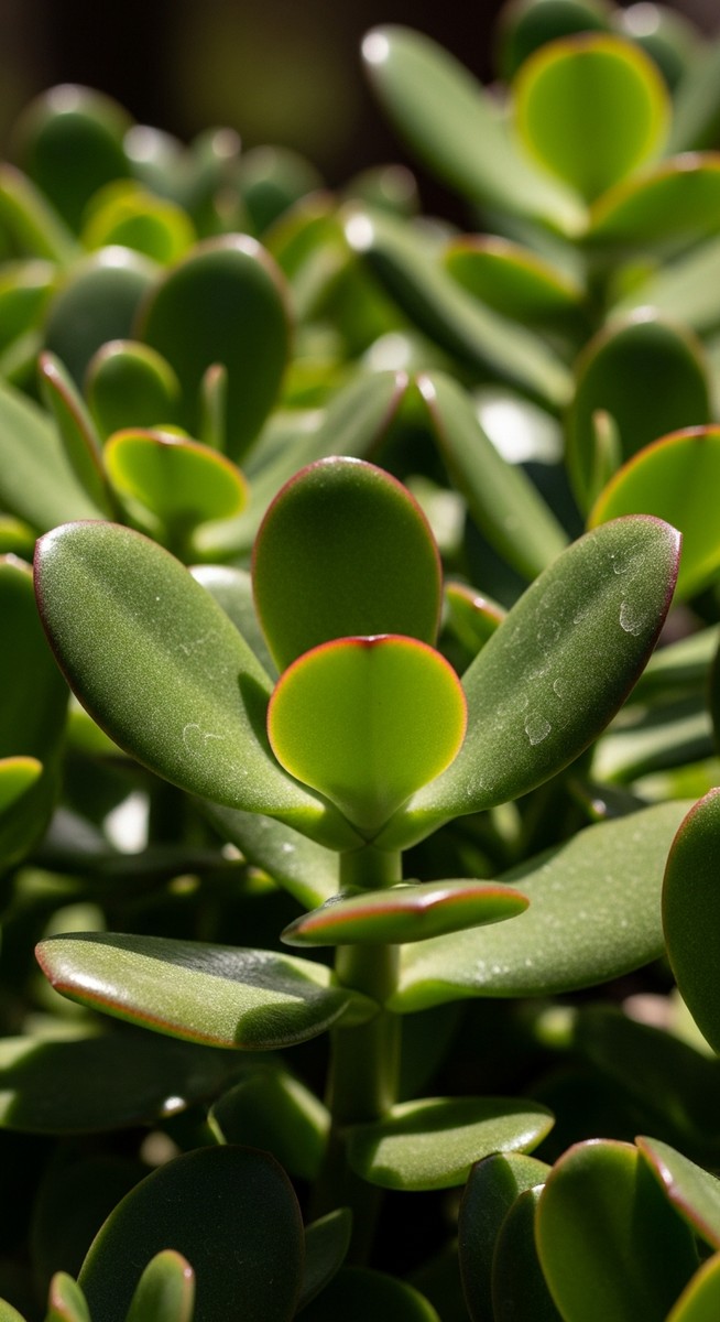 close-up of lush healthy jade plant leaves looking vivid and fresh, for jade plant benefits