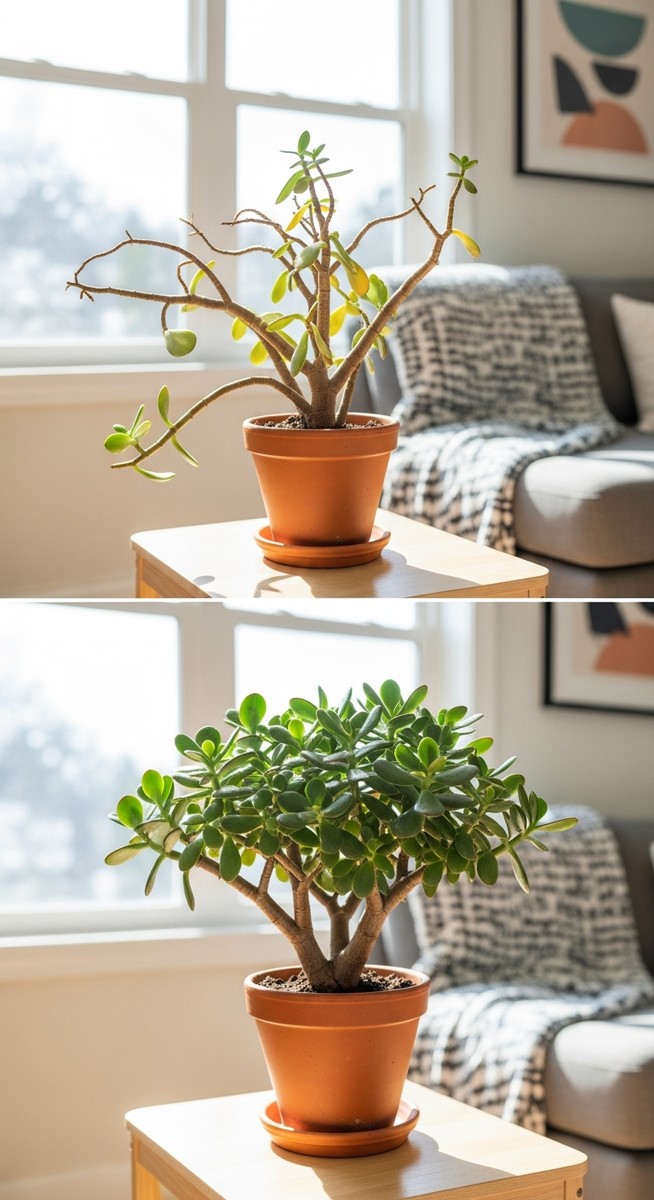 a jade plant plant looking neat and well-shaped after pruning, for jade plant bonsai