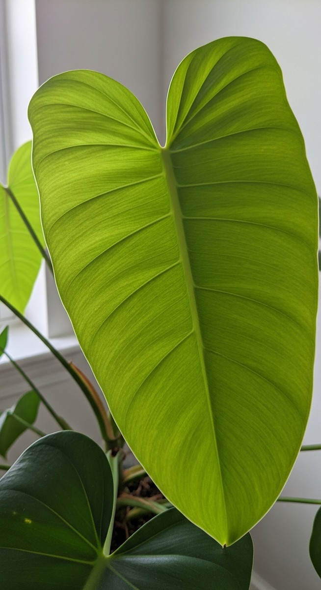 close-up of healthy philodendron leaves showing vivid colour and texture, for make philodendron fuller