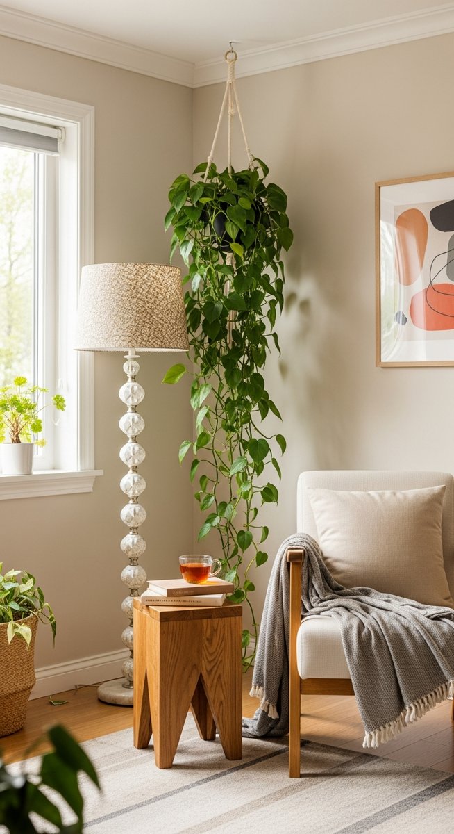 a large thriving philodendron plant as a living room focal point, for make philodendron fuller