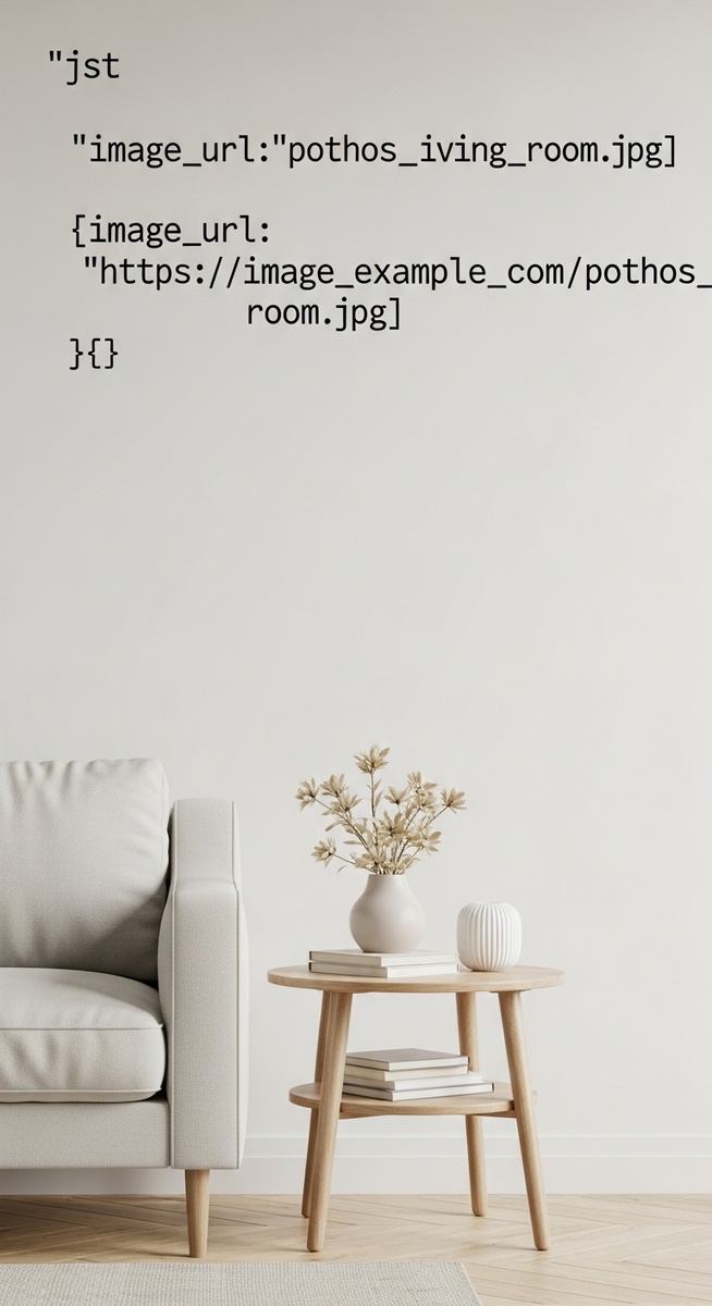 a pothos plant in a decorative pot on a wooden floor