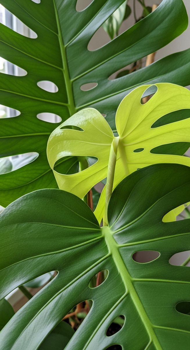 close-up of healthy monstera leaves showing vivid colour and texture, for monstera borsigiana