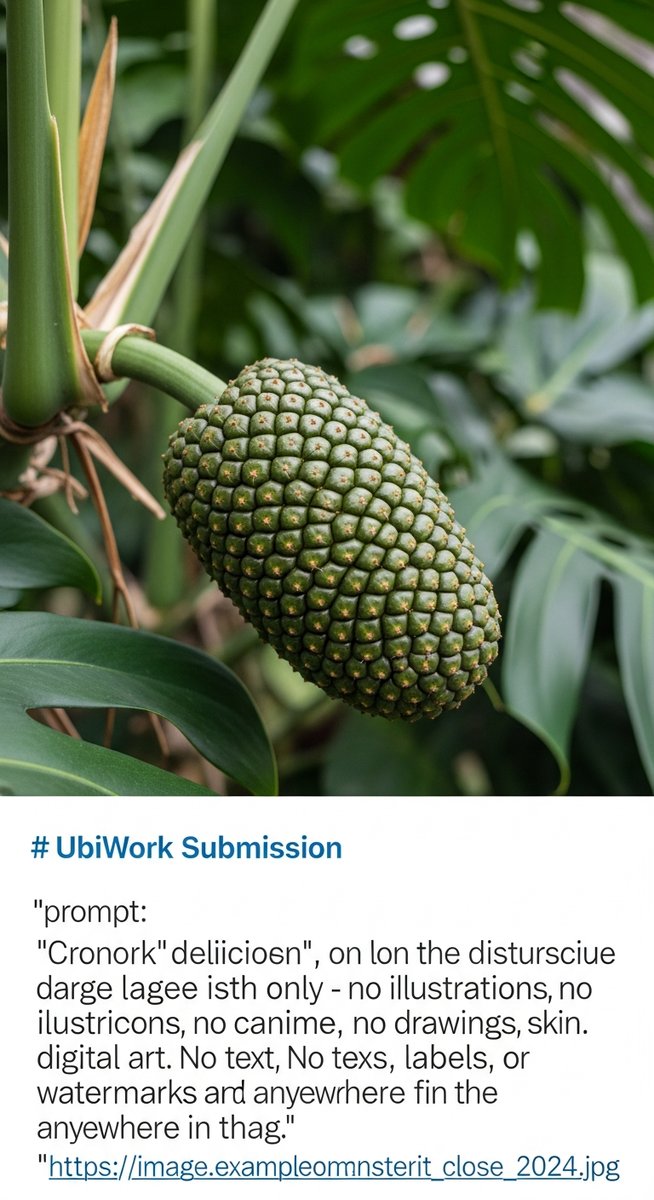 Close-up of a monstera deliciosa fruit growing on a large monstera plant outdoor