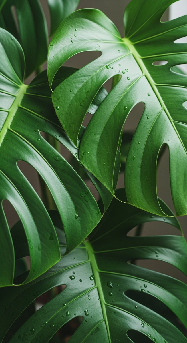 close-up of healthy monstera leaves showing vivid colour and texture, for monstera laniata