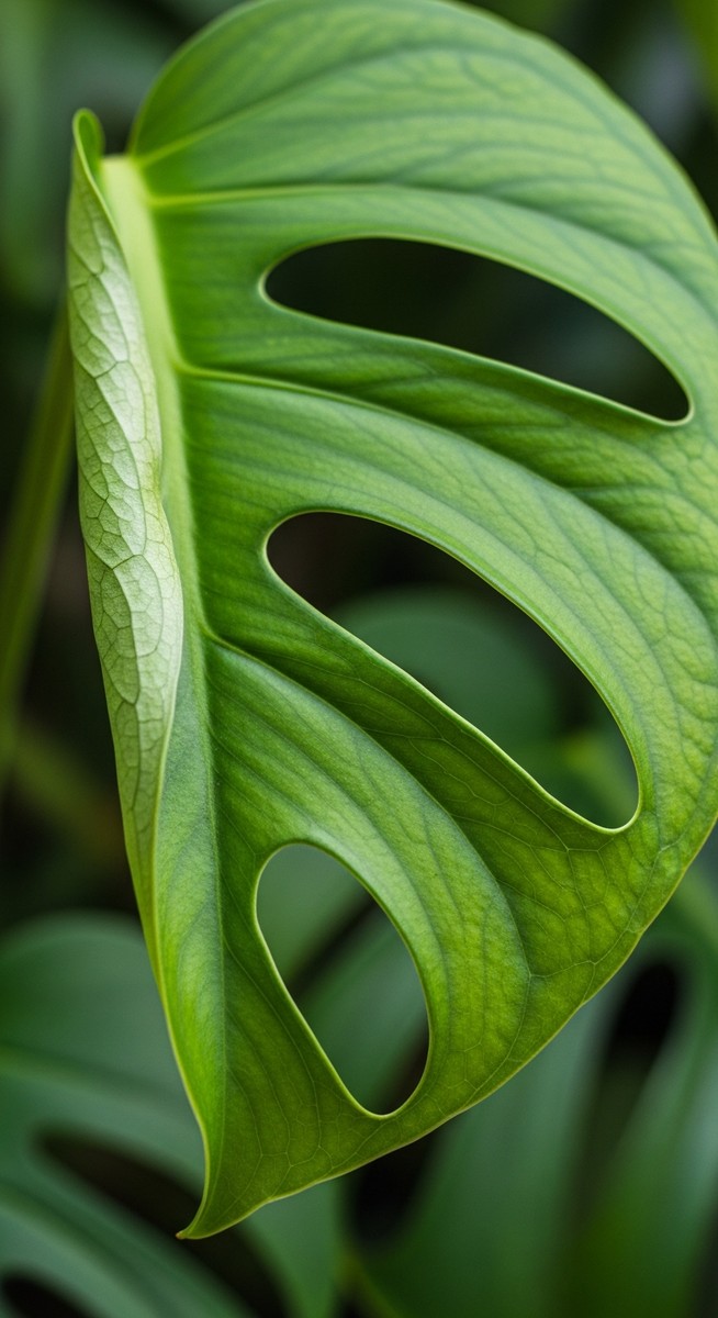 close-up of a monstera leaf curling at the edges
