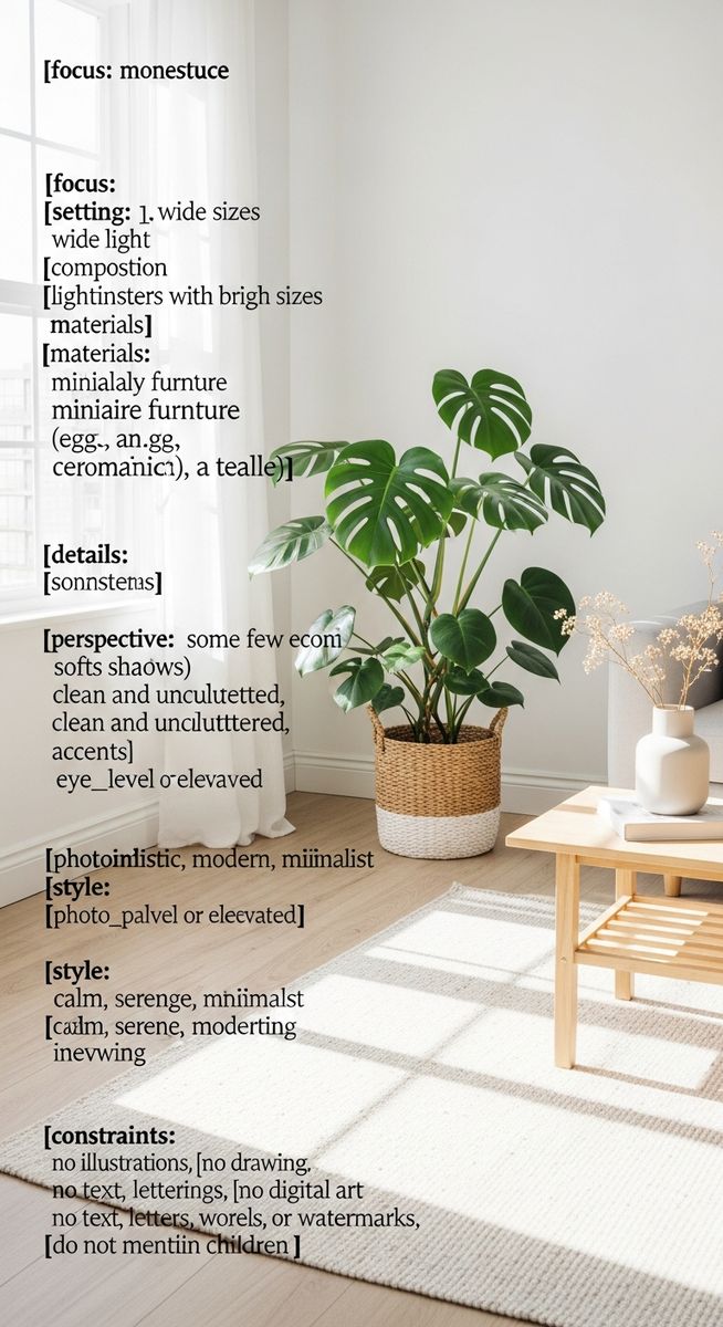 wide shot of a monstera positioned in a bright home interior