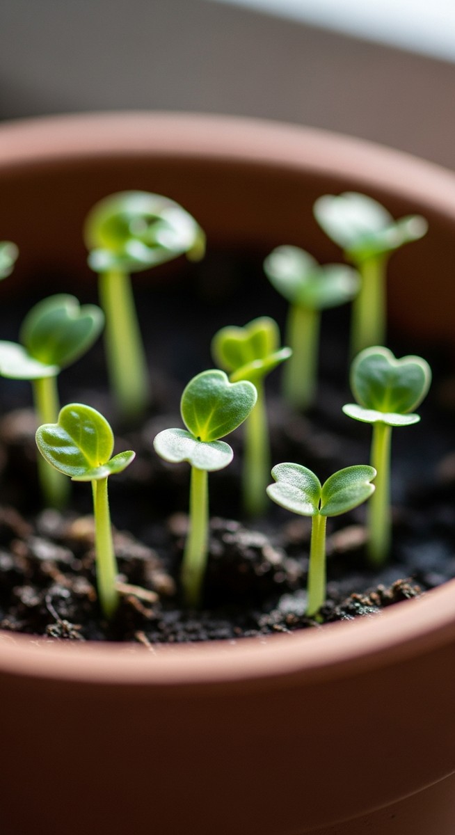 Small monstera seedlings in a small pot or tray
