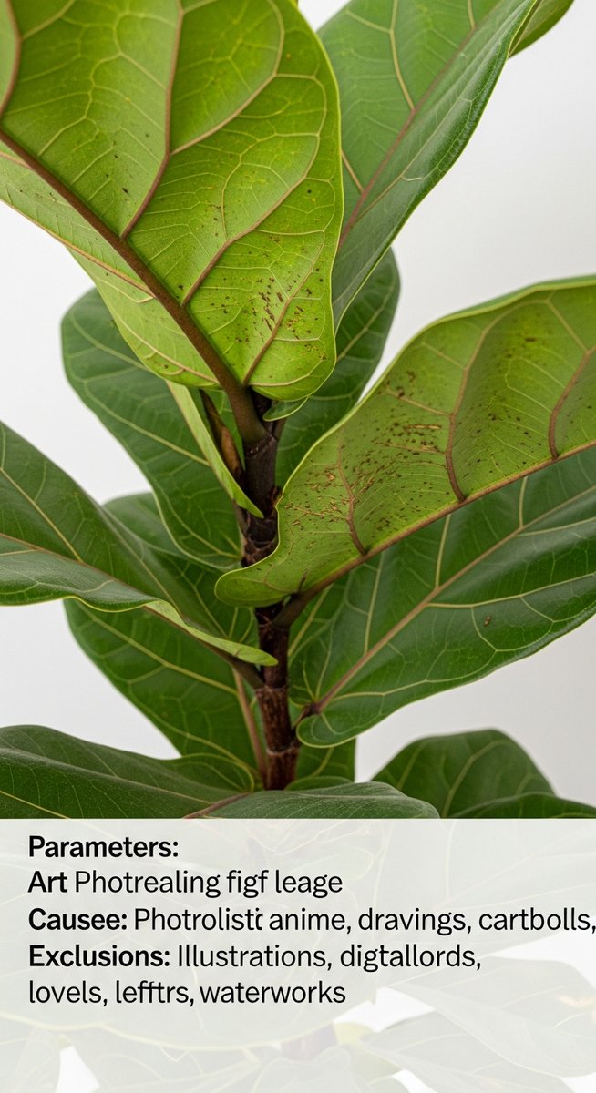close-up of fiddle leaf fig leaves showing stippling from pest damage