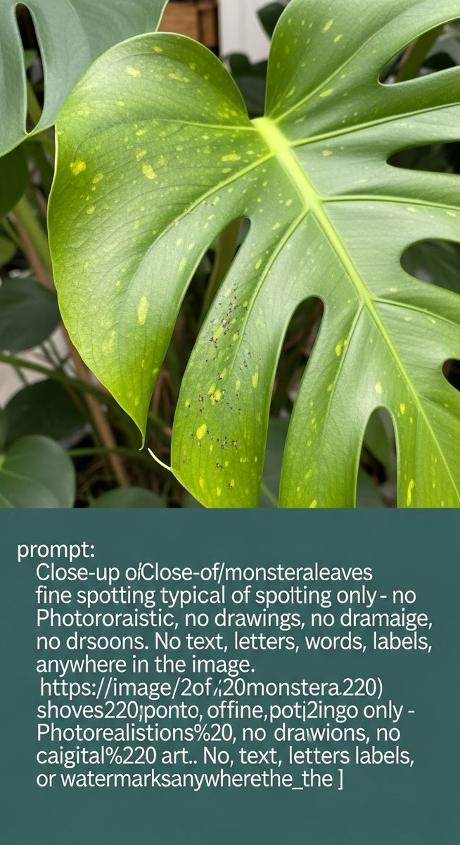 close-up of monstera leaves showing stippling from pest damage
