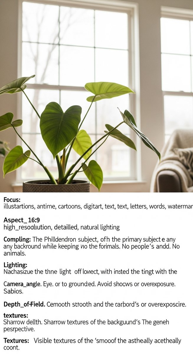 a philodendron plant in a pot near a bright window
