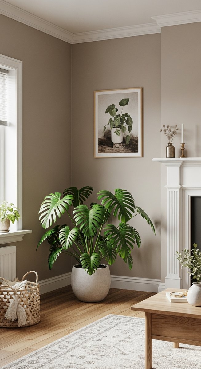 a large thriving philodendron plant as a living room focal point, for philodendron flowers