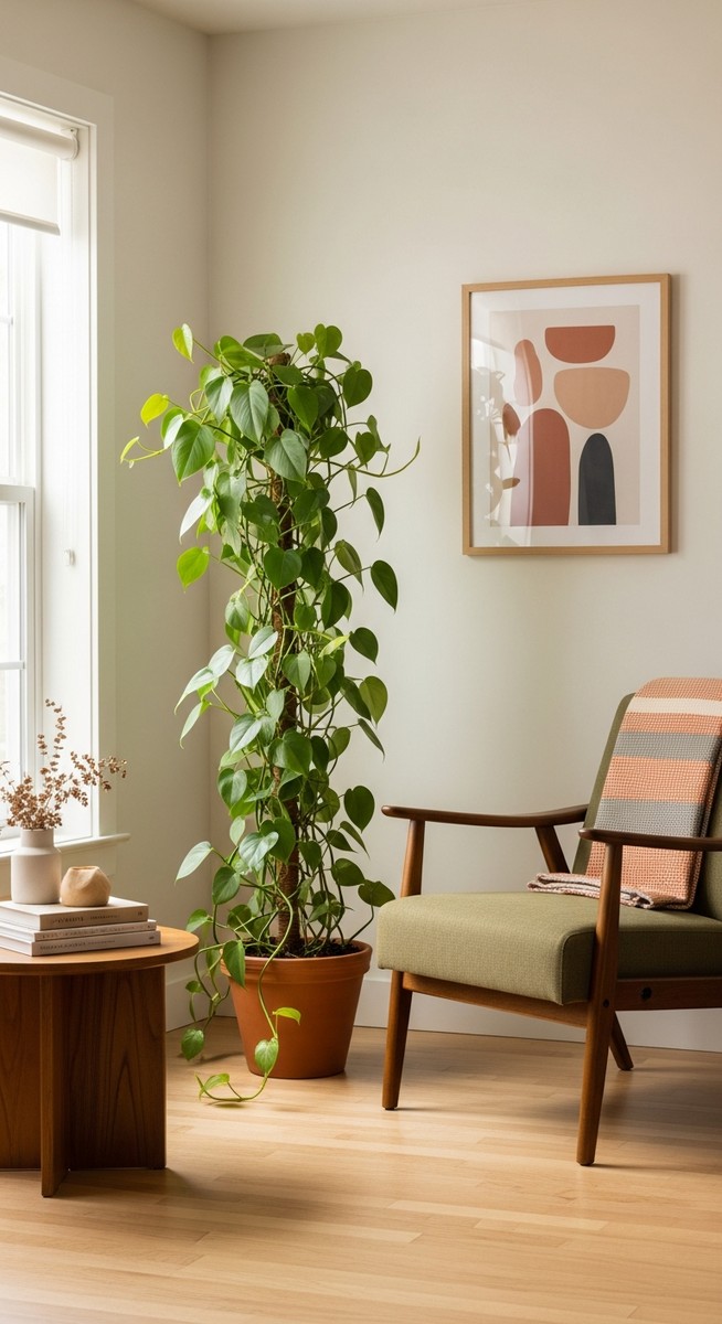 a large thriving philodendron plant as a living room focal point, for philodendron growth rate