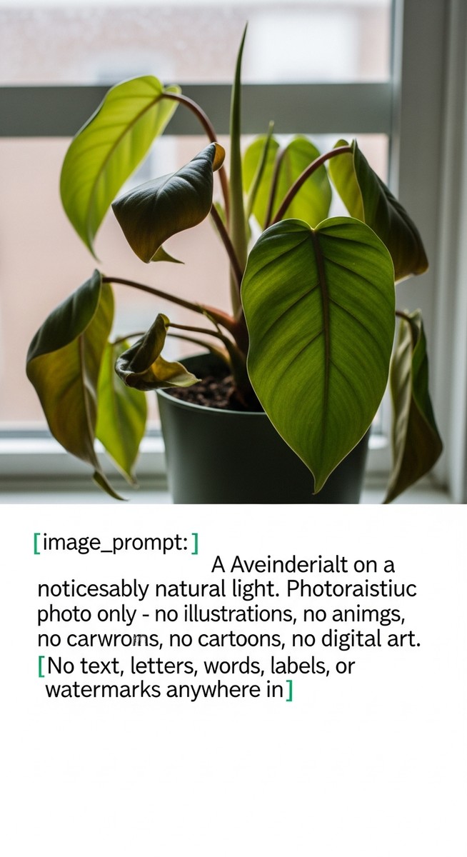 a philodendron plant on a windowsill with noticeably curling leaves