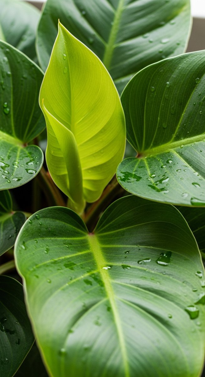 close-up of healthy philodendron leaves showing vivid colour and texture, for philodendron not growing