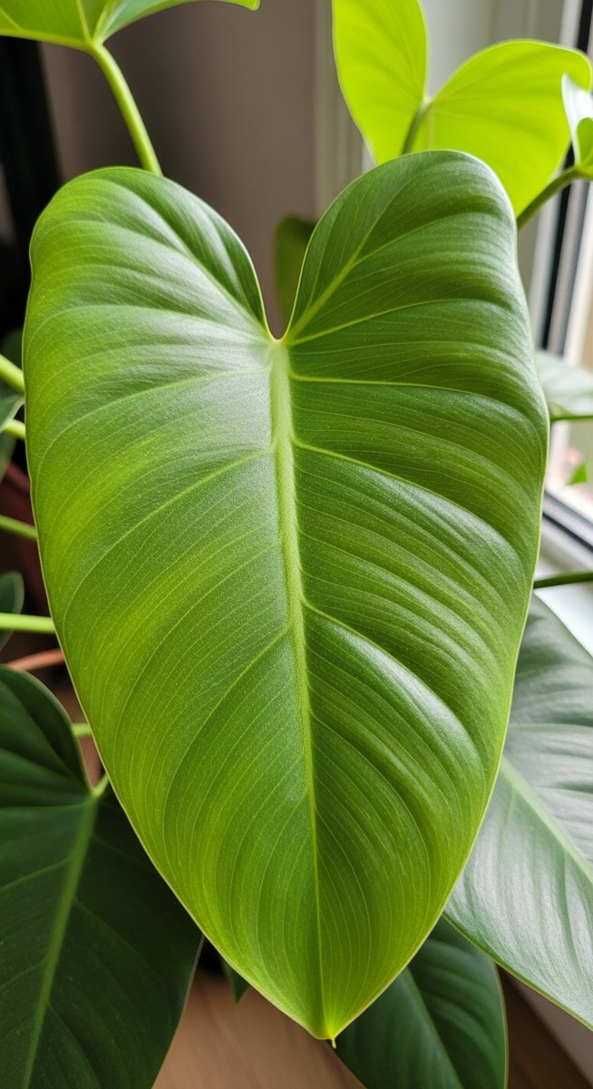 close-up of healthy philodendron leaves showing vivid colour and texture, for philodendron spiritus sancti