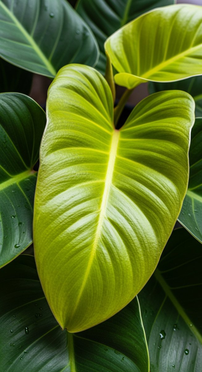 close-up of healthy philodendron leaves showing vivid colour and texture, for philodendron splendid