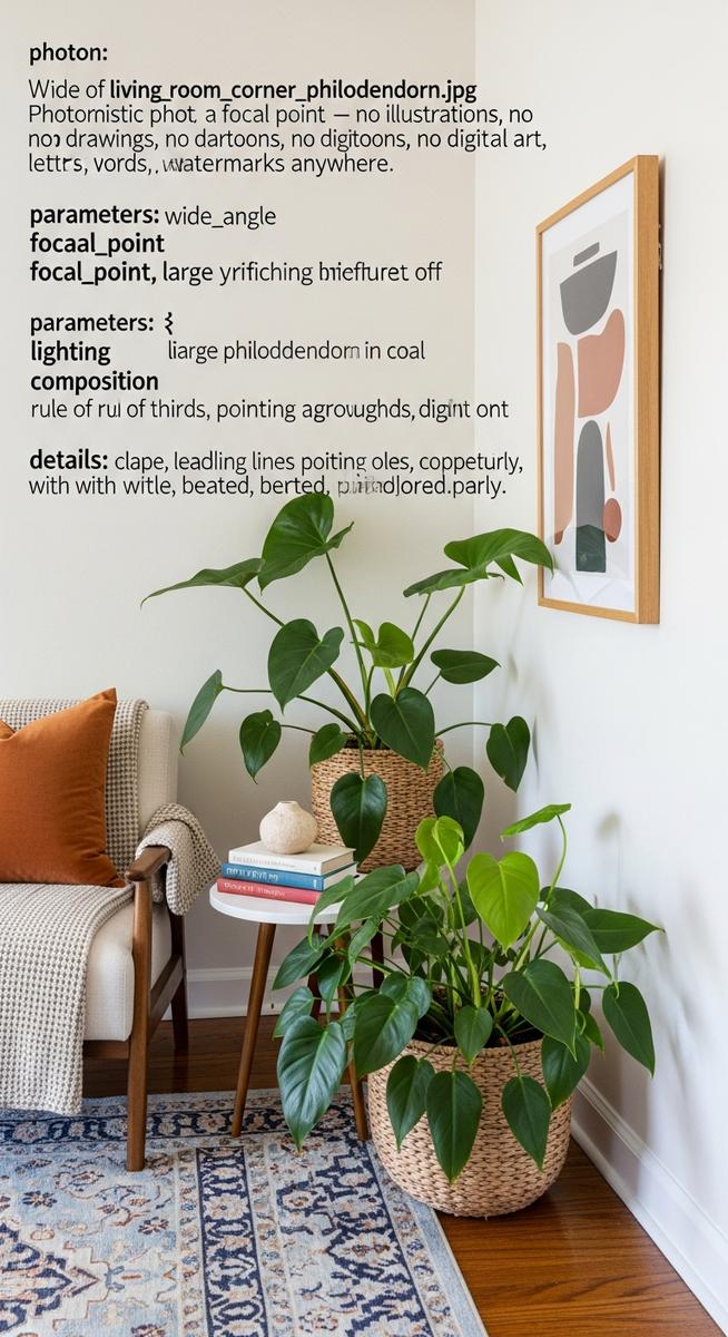 a large thriving philodendron plant as a living room focal point, for philodendron thai sunrise