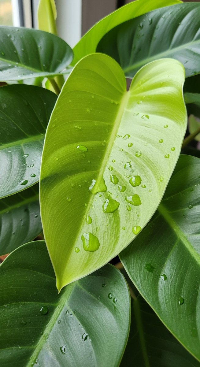 close-up of healthy philodendron leaves showing vivid colour and texture, for philodendron verrucosum