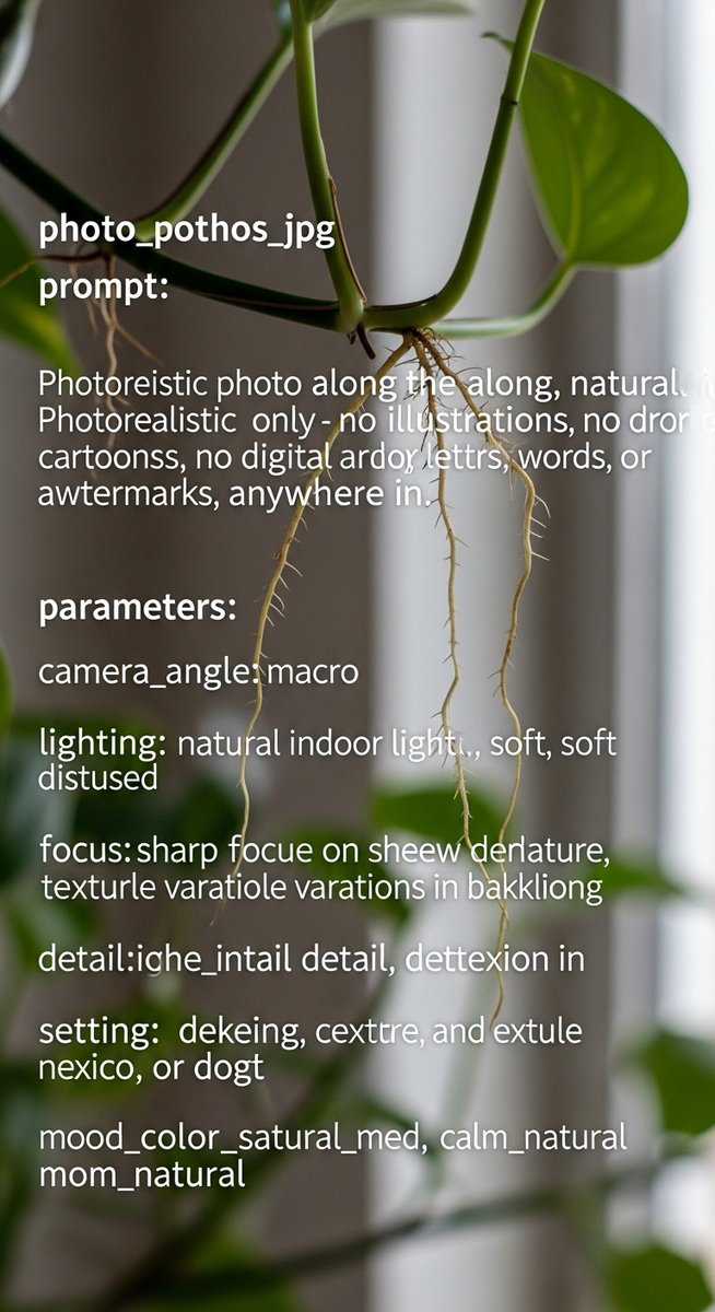 Close-up of small aerial roots growing out from the nodes along a pothos vine