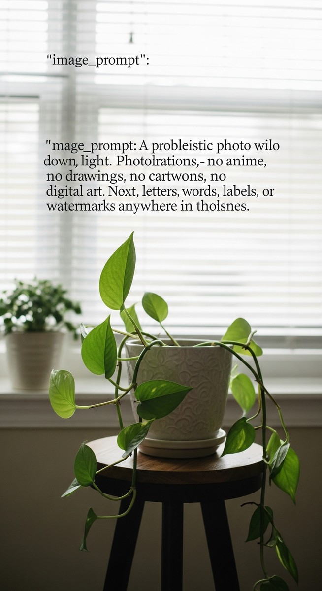 a wilting pothos plant in a pot with leaves drooping down