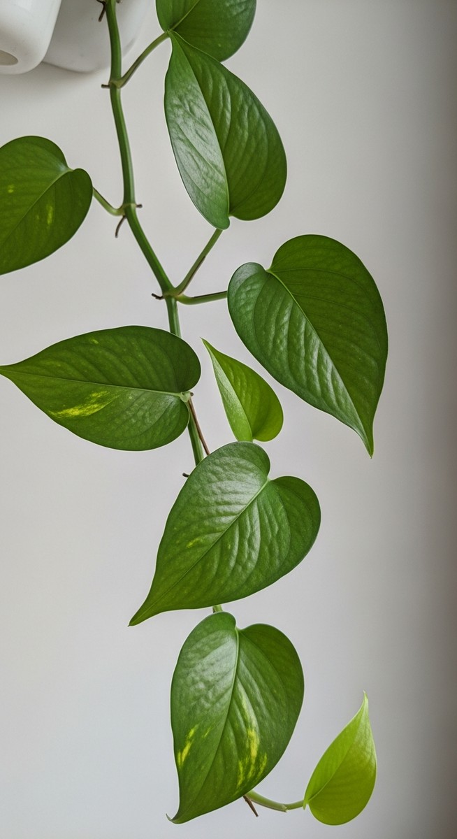 a pothos plant with leaves pointing downward from dehydration, for pothos drooping