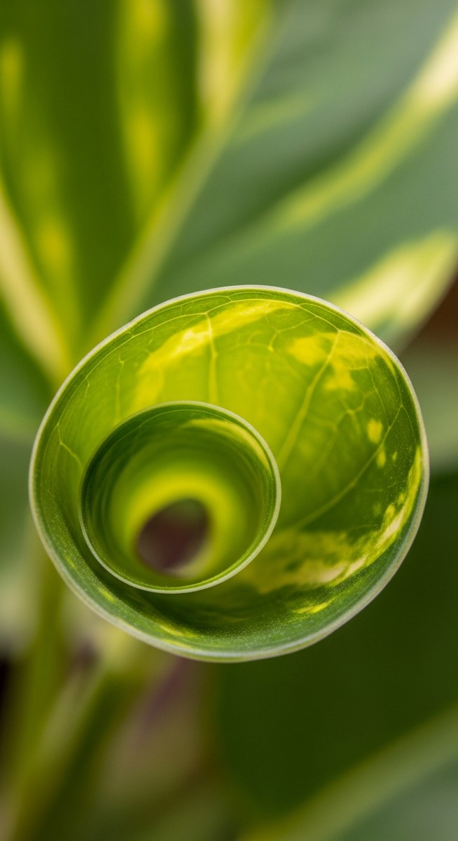 close-up of a pothos leaf curling at the edges