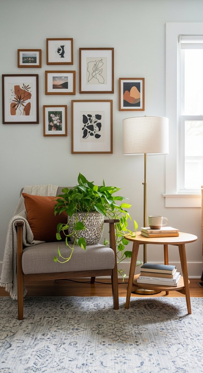 a large thriving pothos plant as a living room focal point, for pothos like coffee grounds