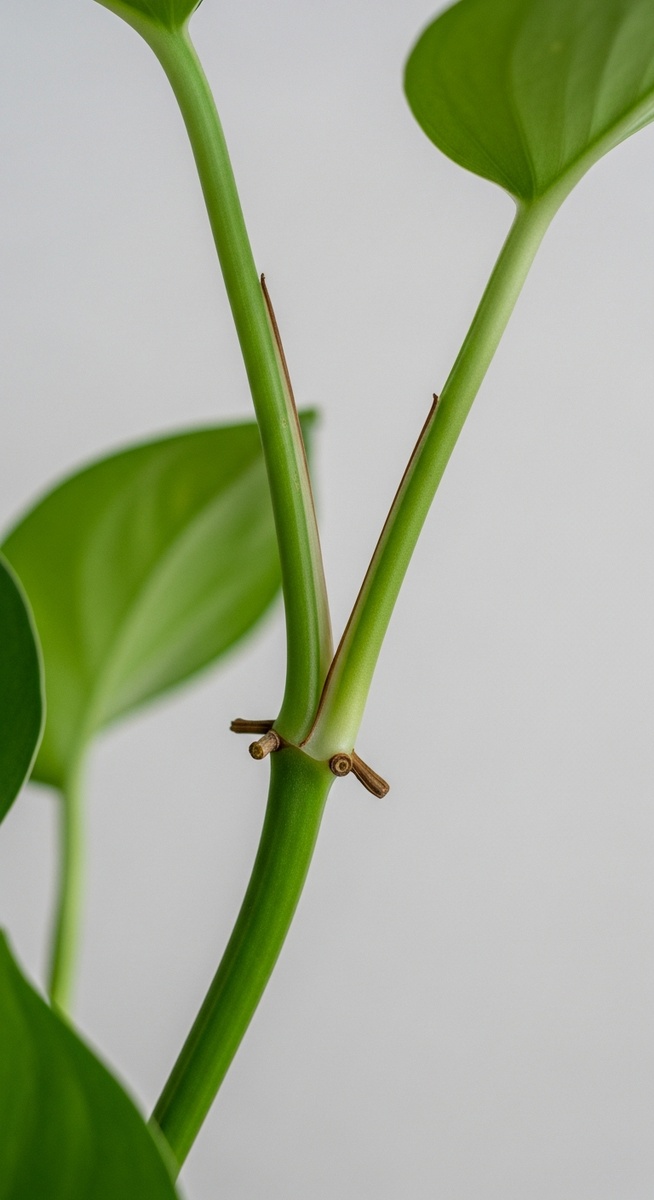 Close-up of a pothos stem showing the nodes clearly, for pothos nodes