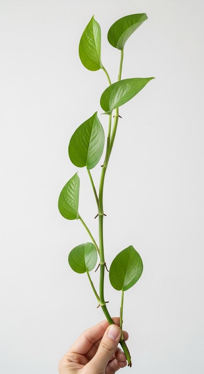 side view of a pothos plant showing its growth habit and leaf shape