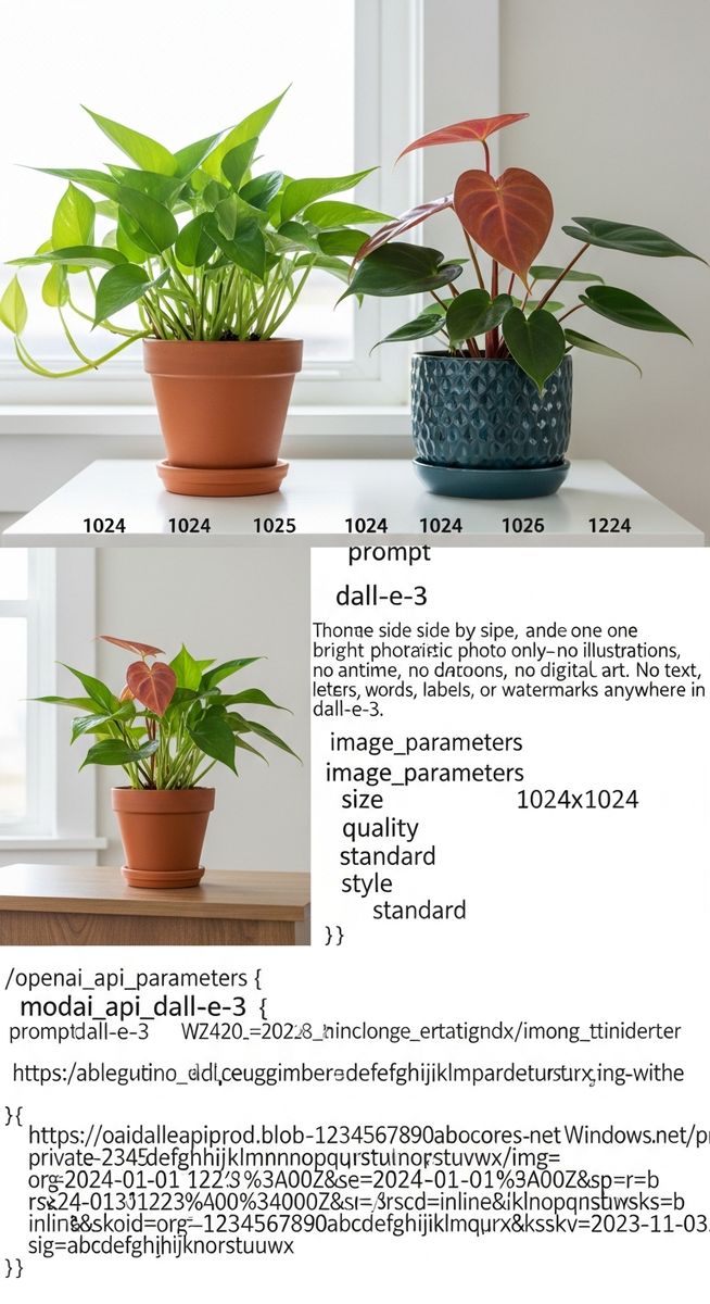 two pots side by side containing a golden pothos plant and a heartleaf philodendron plant, for pothos vs philodendron