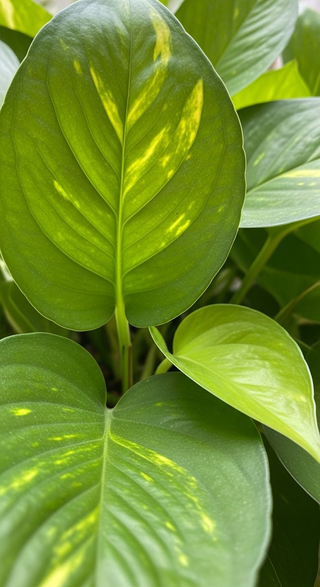 close-up of healthy pothos leaves showing vivid colour and texture, for silver satin pothos